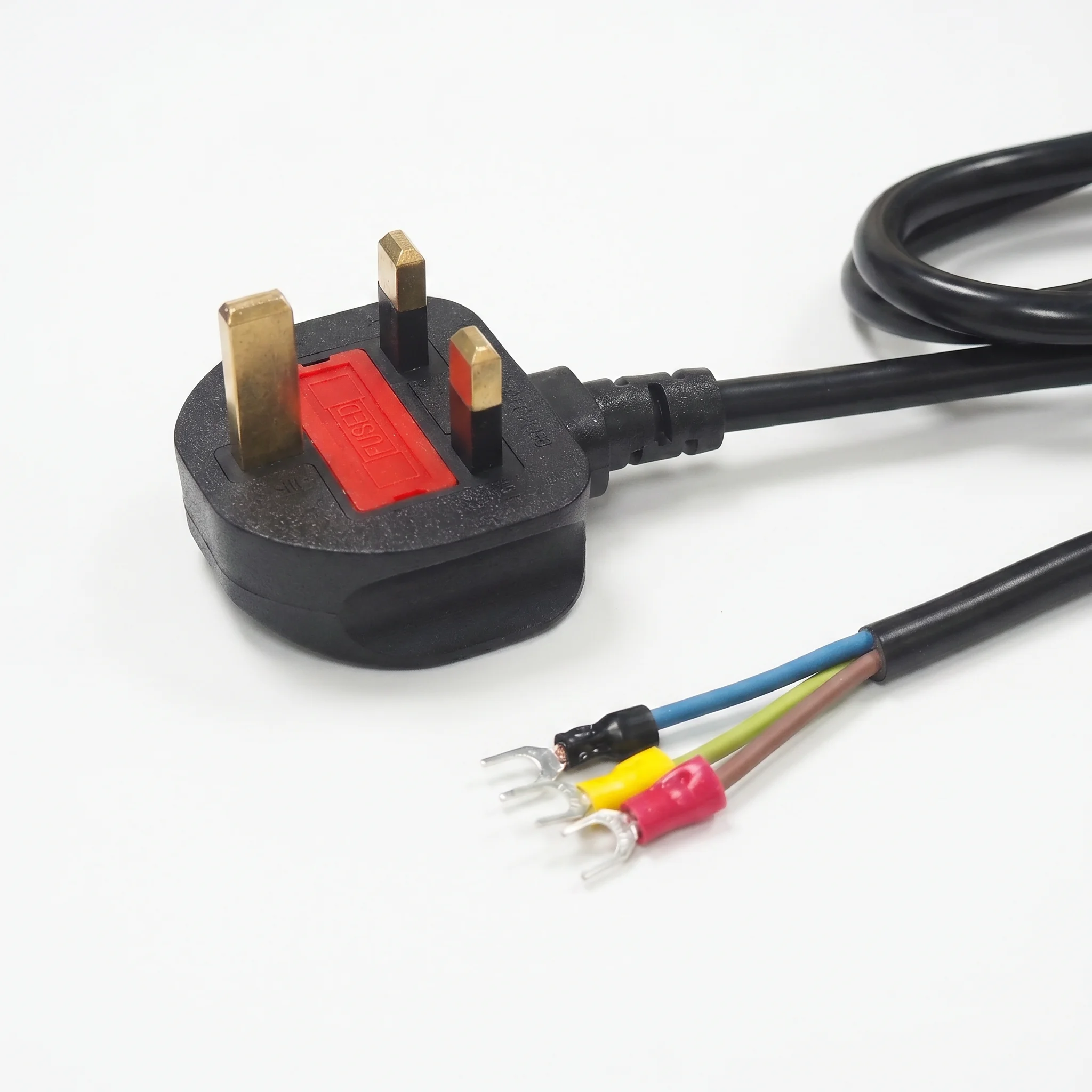 Stromkabel/Verlängerungskabel 2-adrig/3-adrig, blanker Draht, EU-, US-, AU-, UK-Stecker, U/Y-Typ, gecrimptes Flachstecker-Endstück, Stromleitung, LED-Treiber/SMPS, AC-Eingang