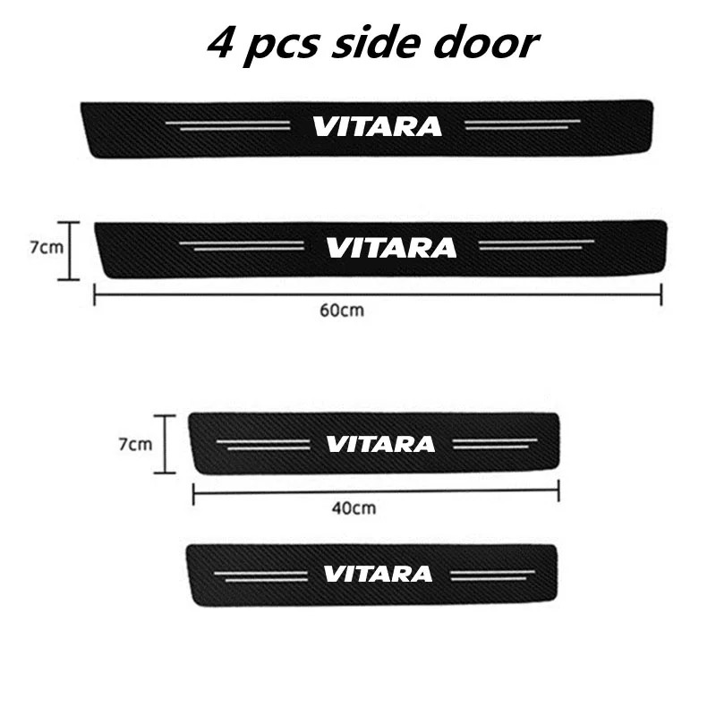 Carbon Fiber Car Sticker DIY Paste Protector Strip Auto Door Sill Side Protect Film for Suzuki VITARA Logo Accessories view 6