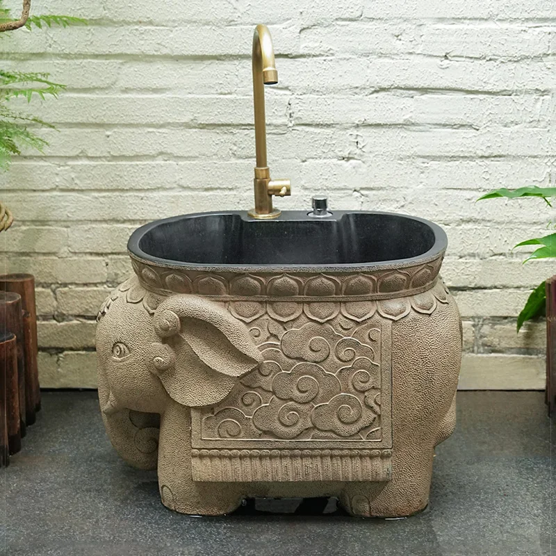 Creative outdoor garden balcony washbasin courtyard outdoor imitation stone new household sink