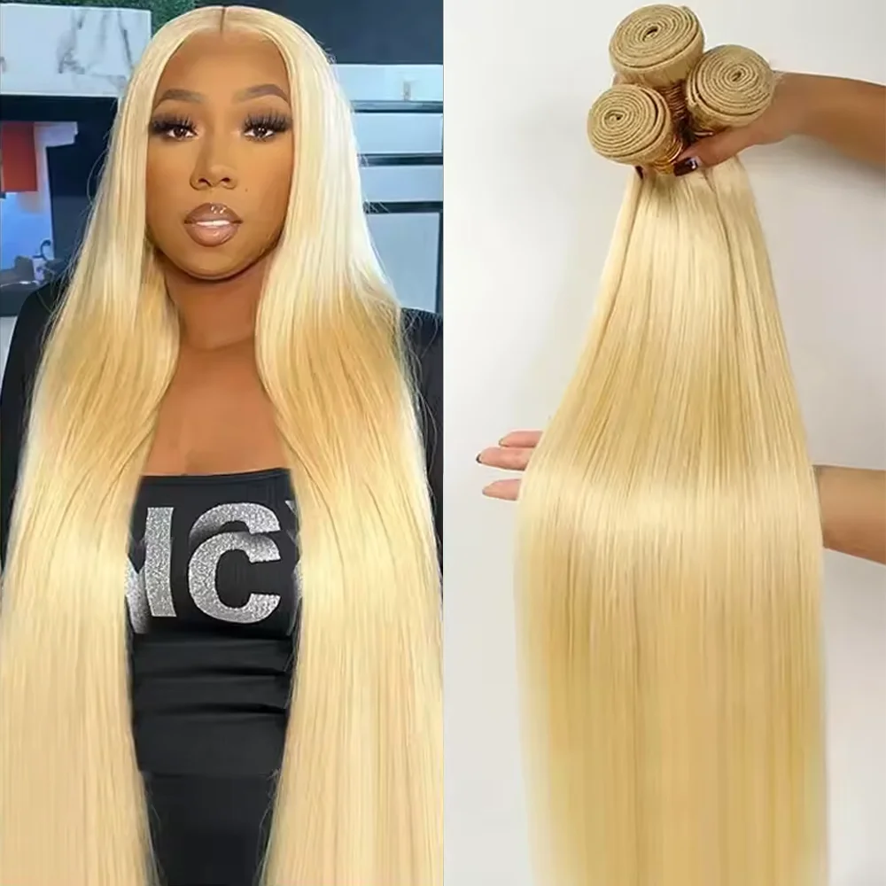 

10 20 30-дюймовые медовые блондинки, длинные прямые пучки волос, блондинка 12A 613, пучки волос, бразильские человеческие волосы для женщин, 1/3/4 шт.