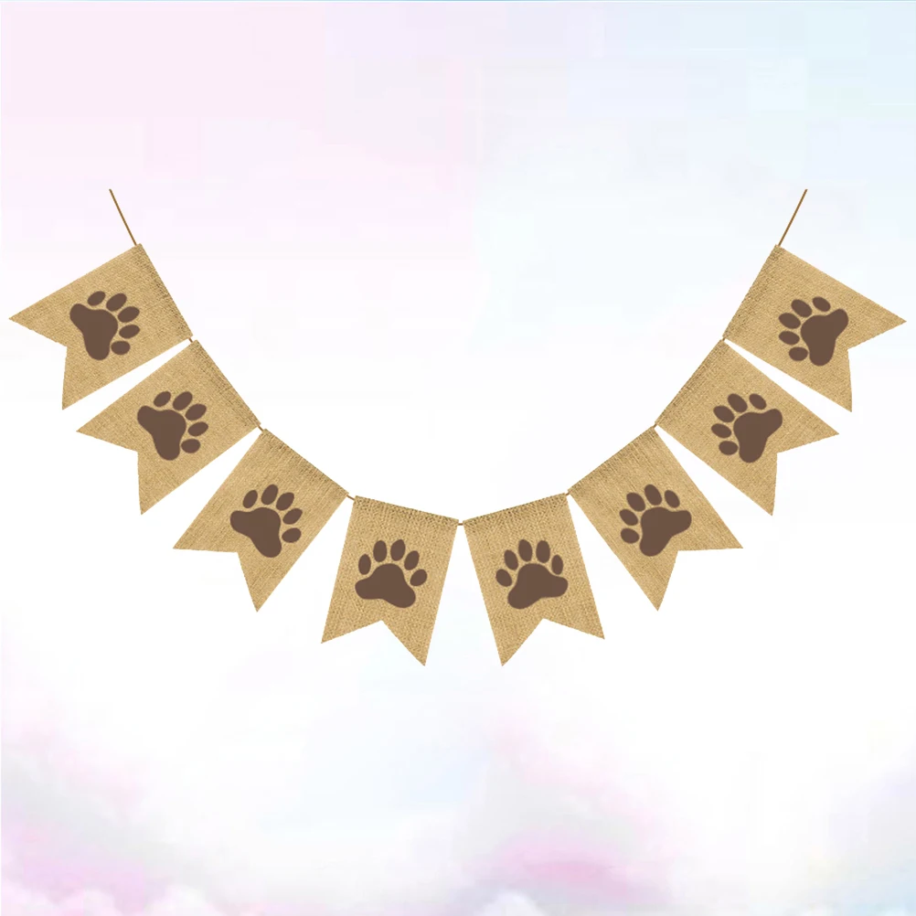 

Decorations Dog Paw Print Flag Garland Decorate Jungle Animals Birthday Banner Linen for