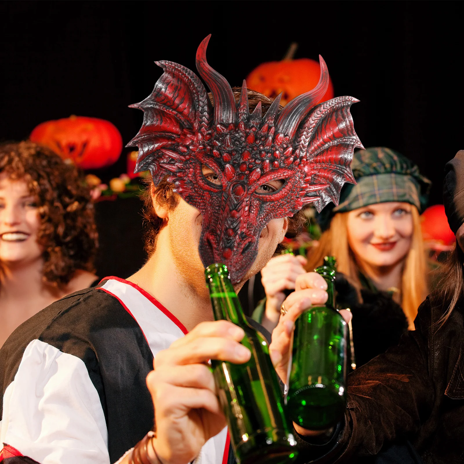 

Scary Halloween Dragon Mask Half Face Lightweight PU Material Costume Mask for Party Cosplay Horror Carnival Masquerade