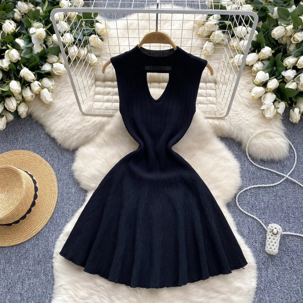 فستان نسائي كلاسيكي بدون أكمام ، فساتين كاجوال على شكل حرف A ، مثير ، أنيق ، الموضة ، الصيف ، الربيع