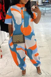 Chocomist Jumpsuits Casual Abstract Print Loose Women Jumpsuits