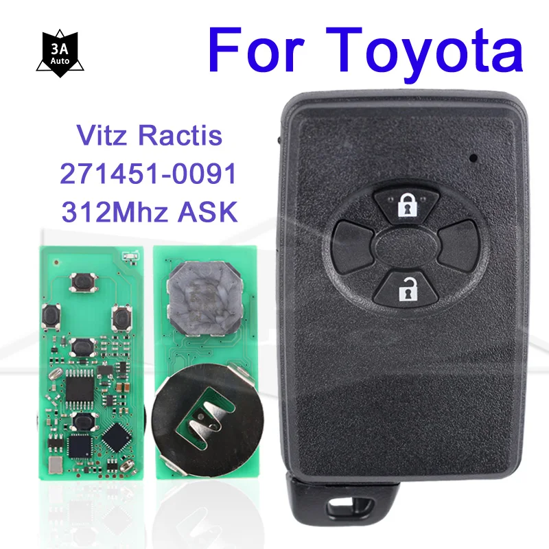 Remote Car Key Replacement for Toyota Vitz Ractis IST 2005-2013 Car Key Fob 4D Chip 312Mhz FCC 271451-0091 2 button