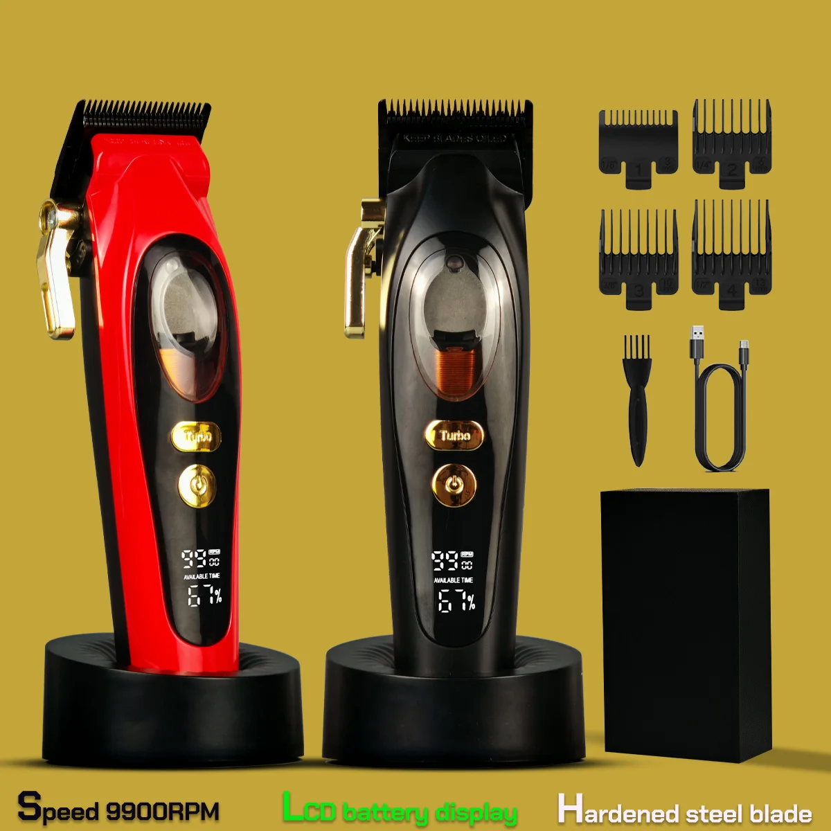 

Professional Hair Clippers for Men Cordless Barber Kit for Hair Cutting Grooming 9900RPM Barber Haircut with LED Display