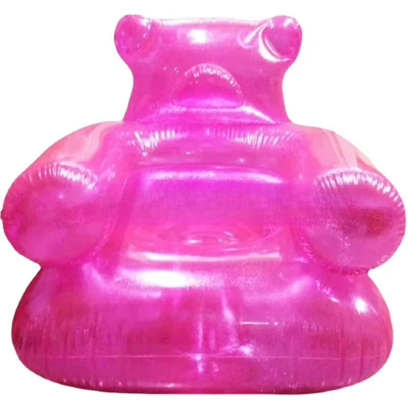 Inflatable Gummy Bear Shaped Armchair, Durable PVC Blow Up Lazy Sofa, Sleeping Bag For Home Yard, Travel, Camping, Folding Chair