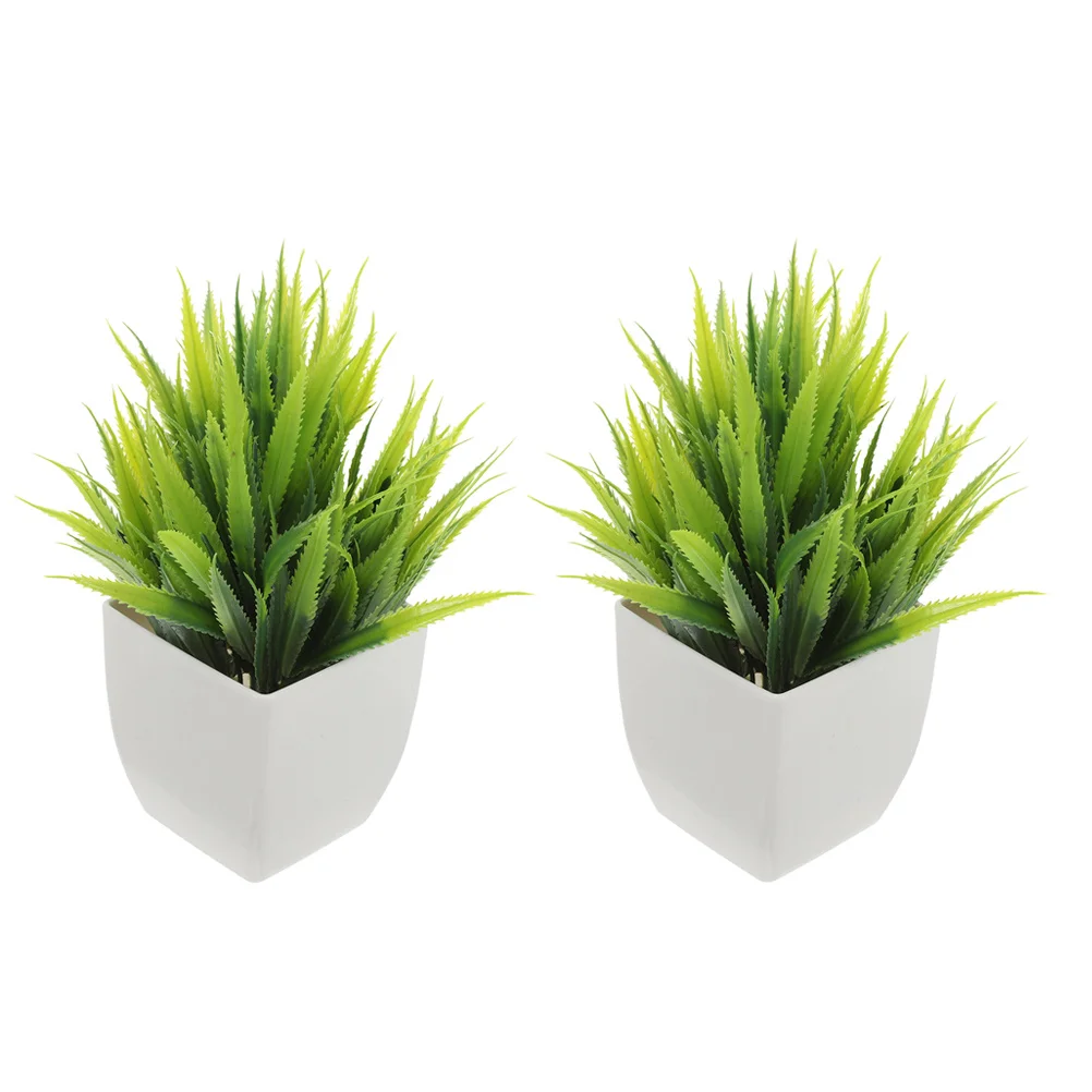 

2pcs Small Artificial In Pots Faux Bonsai Tree For Indoor Decor Desktop Shelf Bathroom Living Room Fake Green Plants Mini Plants