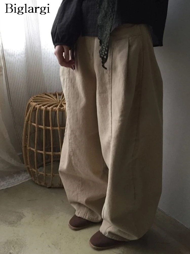 

Джинсы, весенне-осенние длинные брюки, женские широкие свободные плиссированные модные женские брюки в корейском стиле, женские брюки с высокой талией