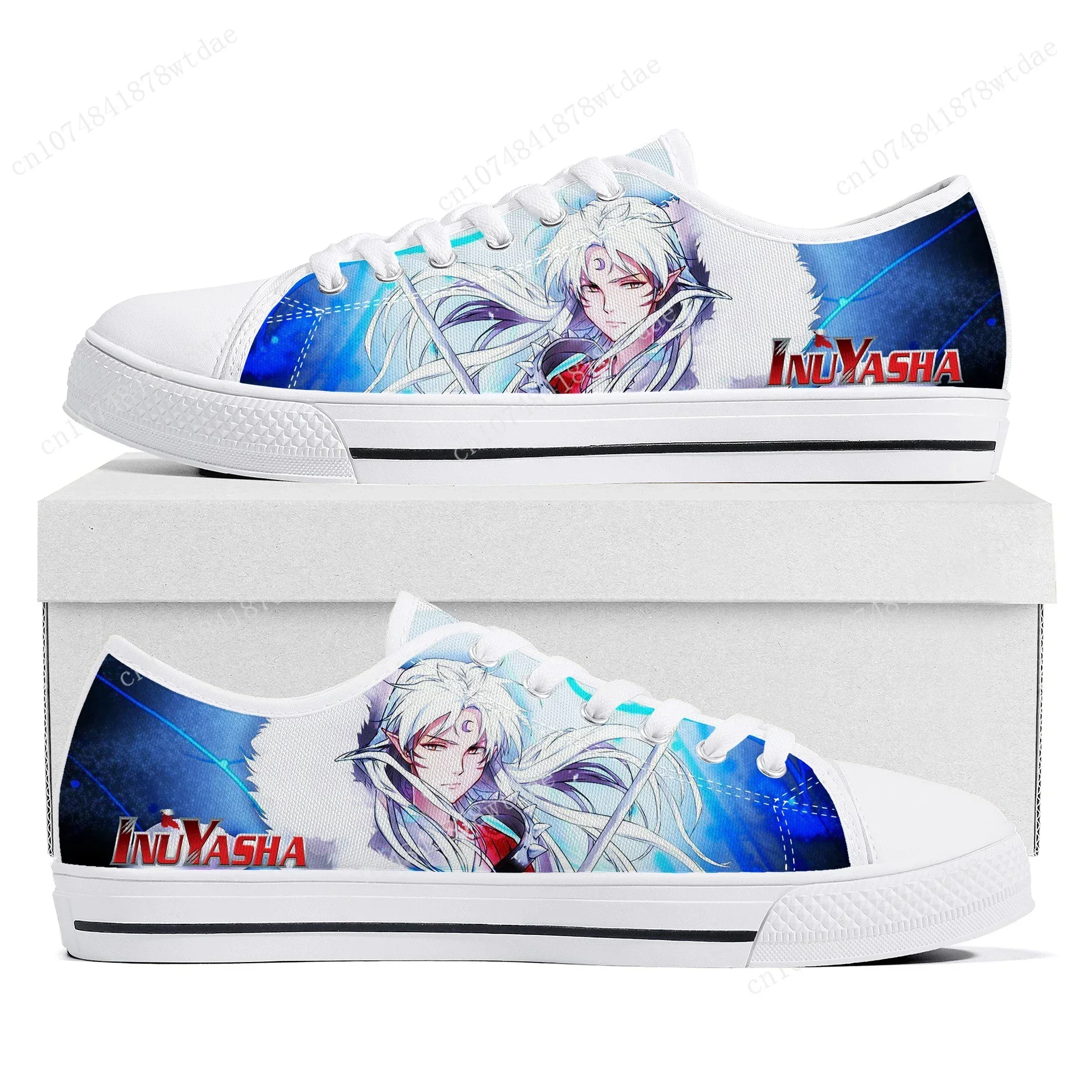 Sesshoumaru Low Top Sneakers Womens Mens Teenager Inuyasha High Quality Canvas Sneaker Couple Comics Manga Custom Made Shoes