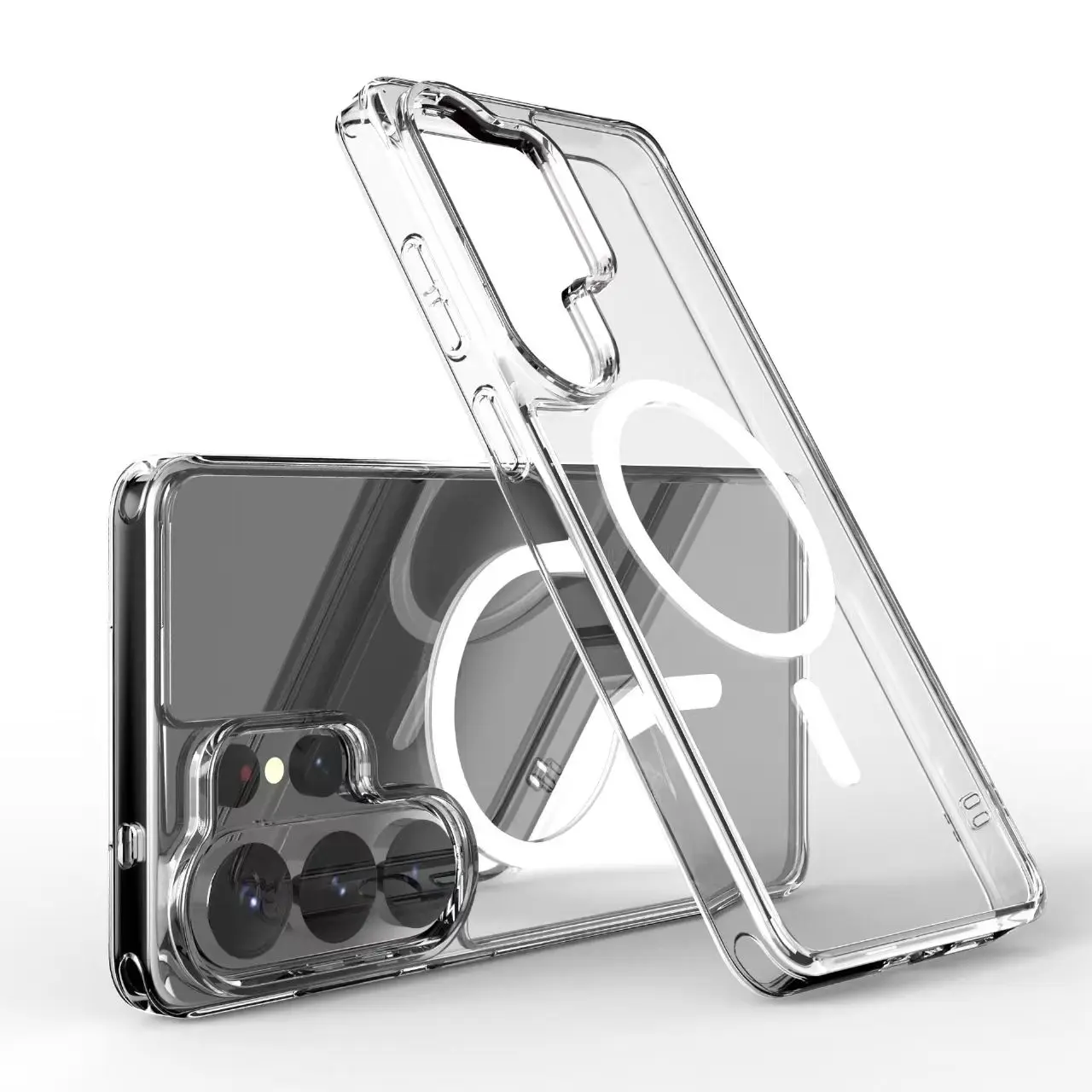 Original für Samsung S26 S25 S24 S23 S22 Ultra Plus FE Hülle Transparente Acryl-Magnet-PC-Abdeckung S26+ S25+ Kabelloses Laden