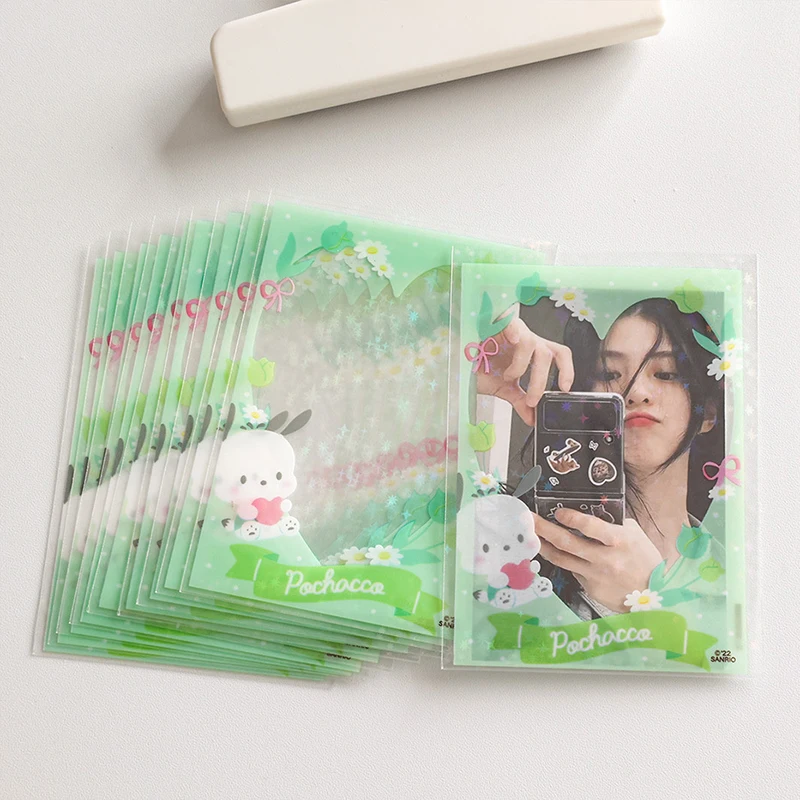 20Pcs Cute Japanese Cartoon Characters Kpop Photo Card Holder Idol Laser Photo Protective Display Sleeves Kawaii Stationery