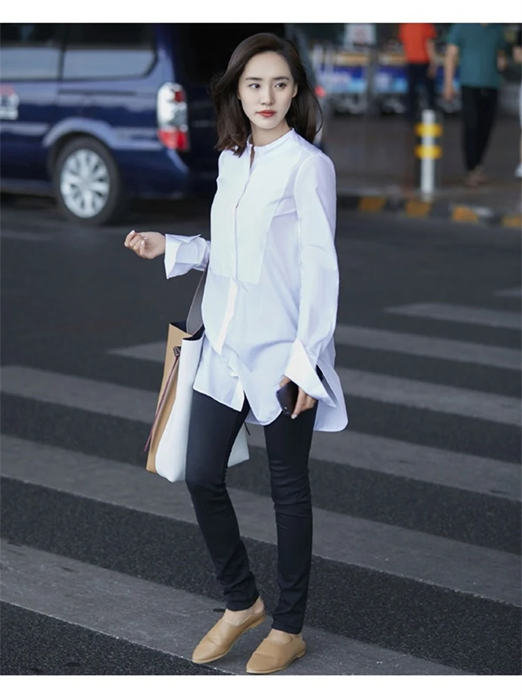 Summer Women Blouse Spring Shirt Female Woman Blouse Maxi Blusas Chiffon Casual Elegant Vintage Long Sleeve Oversize Loose White