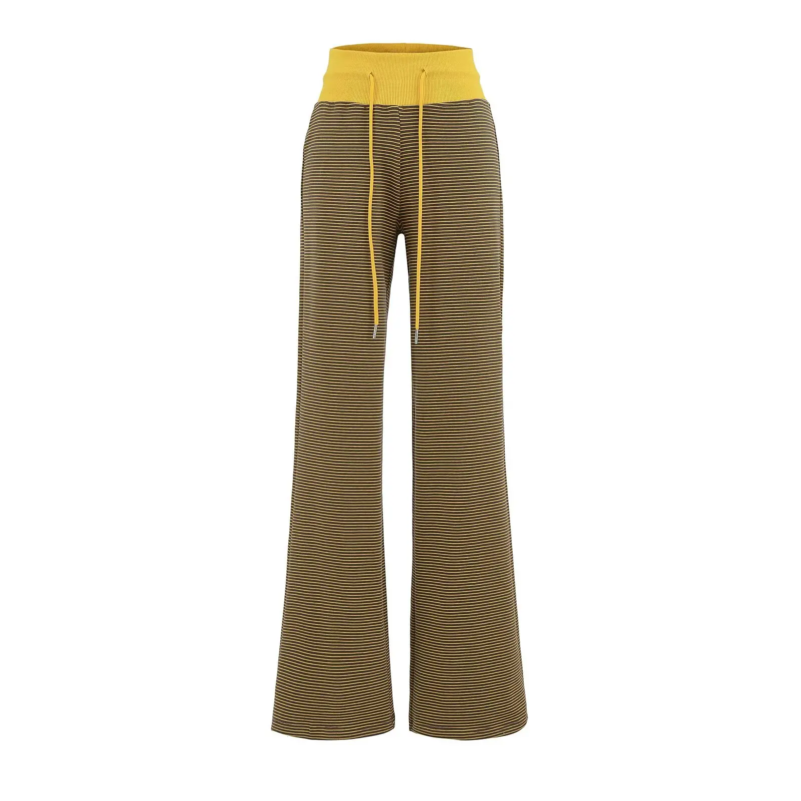 Amerikaanse Retro Gestreepte Dstring Hoge Taille Casual Broek Vrouwen Losse Afslanken Wijde Pijpen Vloerlengte Broek Straat Sle