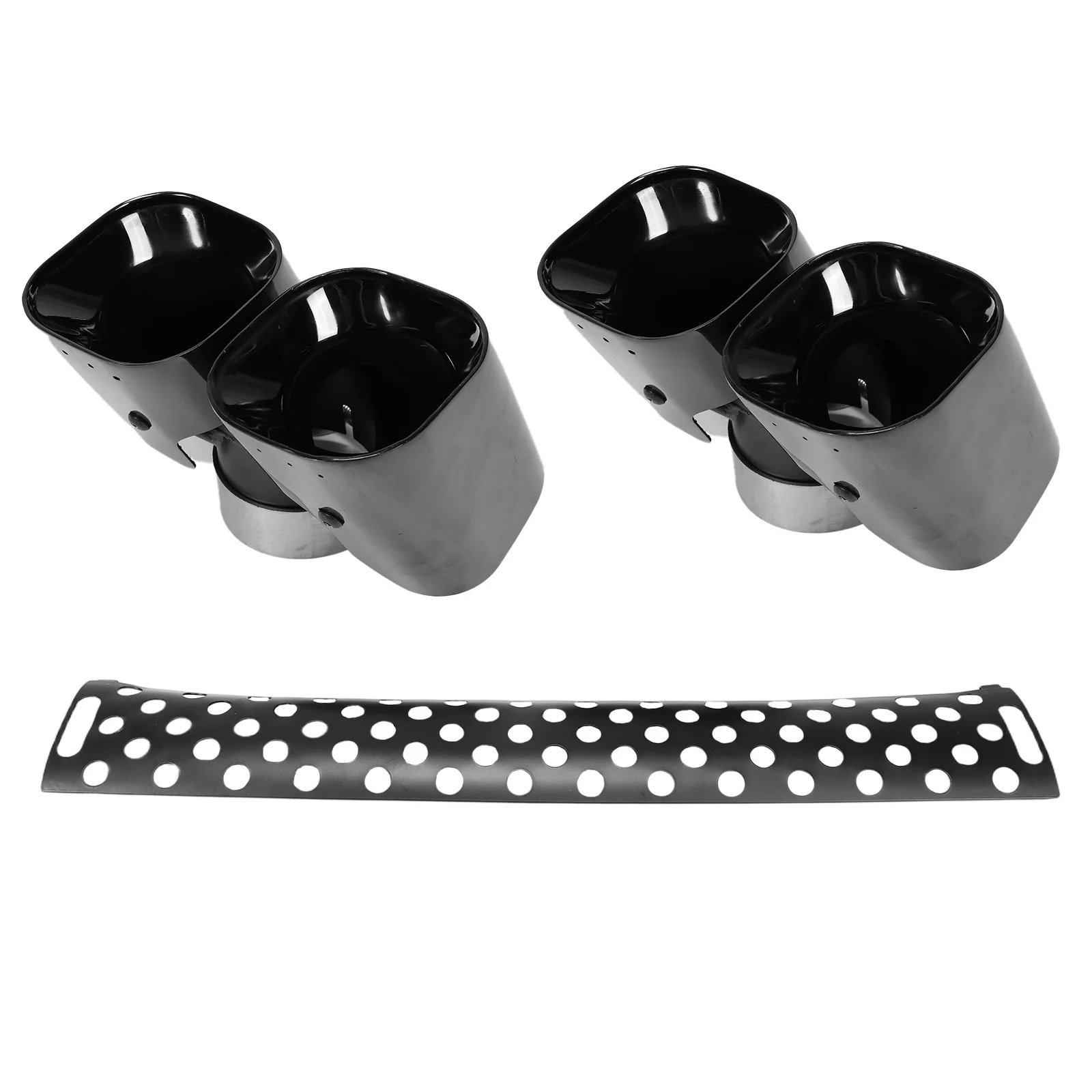 

Exhaust Pipe Trim Kit Dual Exhaust Pipe Mask Stainless Steel with Decoration Guard Board Fits for LR Defender 90 110 130 20-25