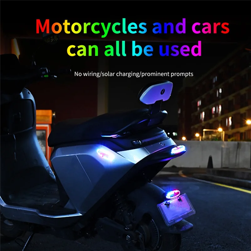 AC57-2PC Solar LED Warning Light Car Wireless Flash Light Motorcycle Bicycle Bike Rear Red And Blue Flashing Light