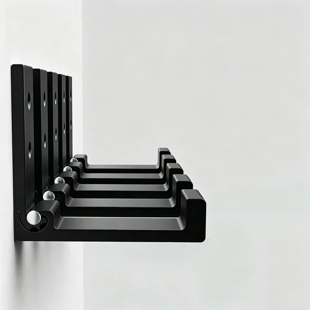 Folding Coat Hooks Black Aluminum Alloy Wall Door Clothes Hooks Headphones Holder Bathroom Towel Hanger Hook with Screws - view 2