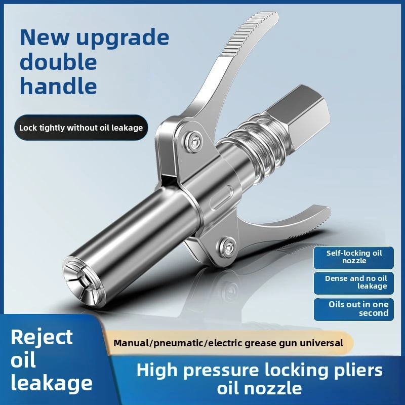 Alat Gemuk Nosel Coupler 10000 PSI Pompa Selang Jarum Suntik Minyak Grease Gun Konektor Adaptor Rilis Cepat Gigi Pegangan Ganda/Tunggal