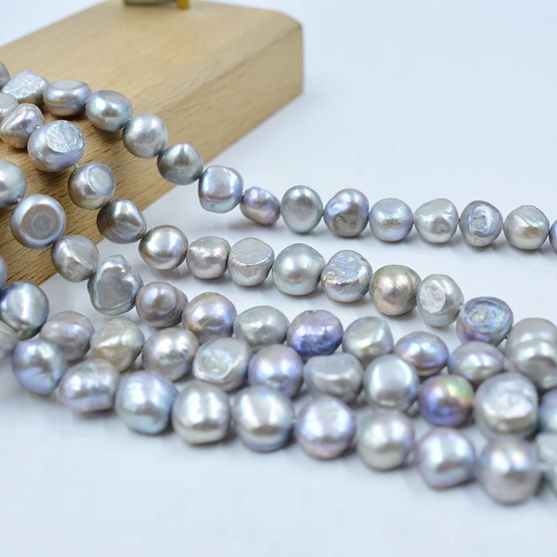 Spot wholesale 5 shares  8MM natural gray baroque freshwater cultured pearl loose beads 38CM