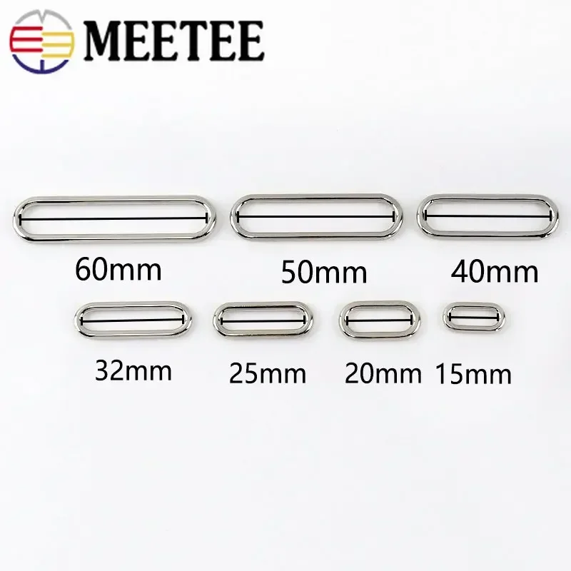 10Pcs Meetee 15mm-60mm O Ring Seamless Oval Metal Buckles for Shoes Luggage Handbag Rings Egg Button DIY Hardware Accessories