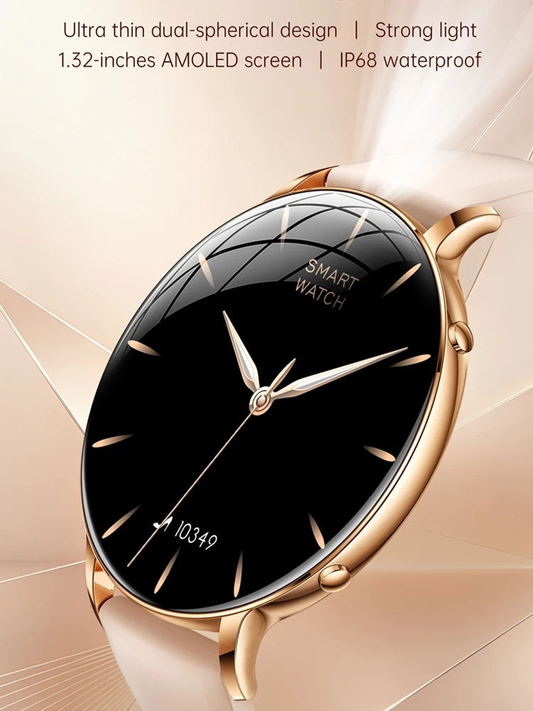 2026 Ultra-Dünne Damen Smartwatch AMOLED HD GPS-Tracking Always-On Zeitanzeige LED-Taschenlampe Bluetooth-Anruf Wasserdichte Smartwatch