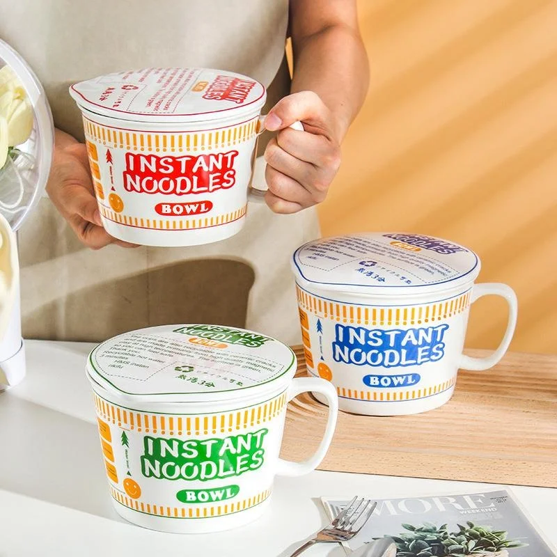 

Японская миска для лапши быстрого приготовления Sle Cerc, миска для микроволновой печи Se Suanfen, миска для супа с улиткой, милый дизайн, студенческая лапша Dormi...