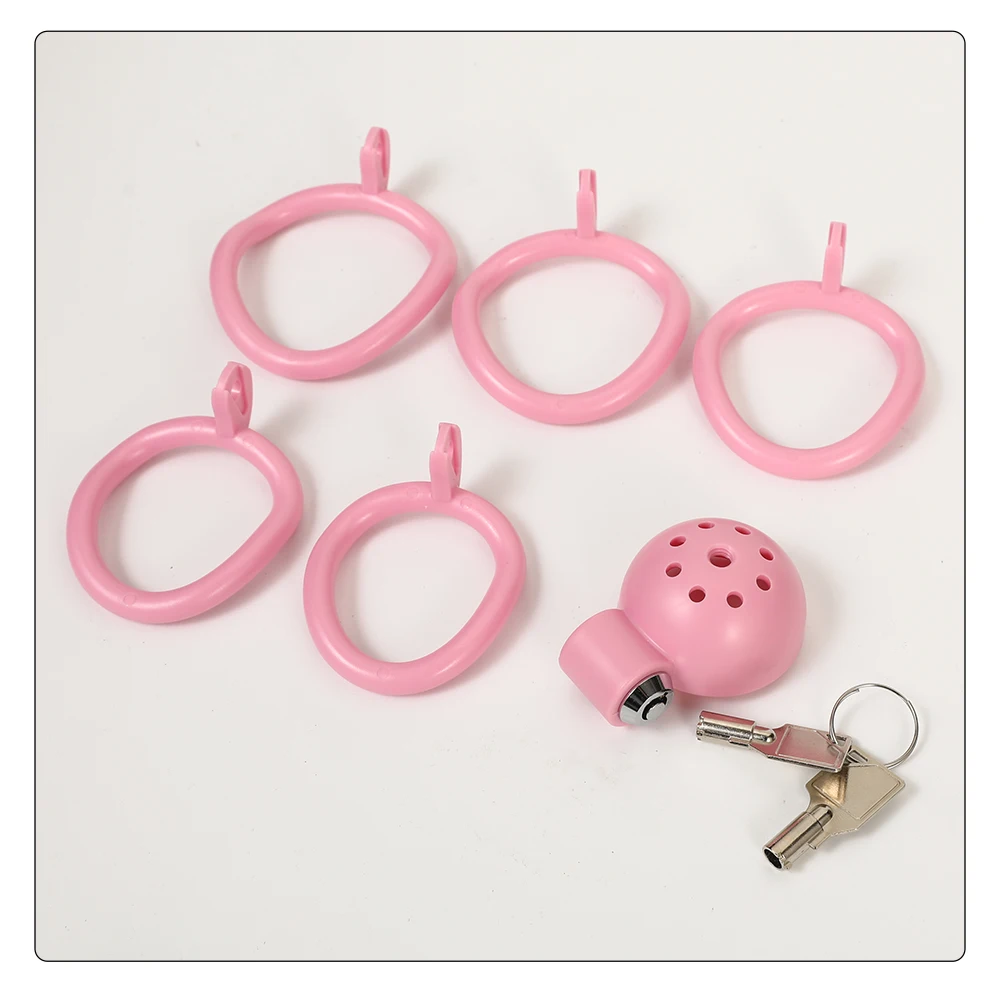 ABS Chastity Cage with 5 Rings Cock Cage Adult Sex Toy Penis Bondage Urethral Lock with Plug Male Cuckold Fetish Erotic BDSM Toy images - 6