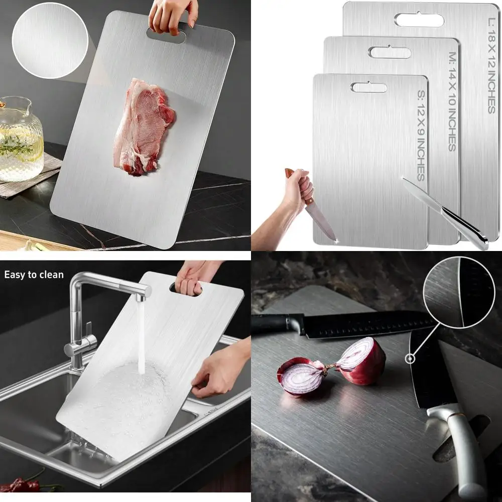 Pure Titanium Double-Sided Cutting Board - Medical Grade, Hygienic & Durable Kitchen Tool, Easy Clean, 18x12 Inches