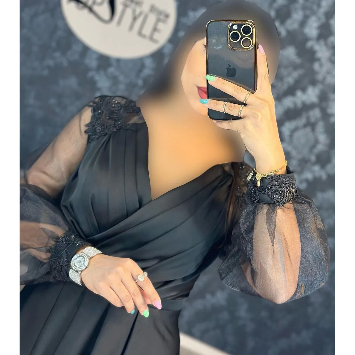 Customized Long Sleeve A Line Plus Size Abaya Evening Dresses Appliqued Beaded Side Slit Prom Dresses Dubai Formal Party Gown