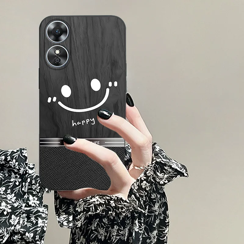 for OPPO A 15 17 33 36 38 18 3 53 S 54 57 58 60 73 74 76 92 94 98 4 5 G E PRO 79 TPU black soft phone case simple smiling face