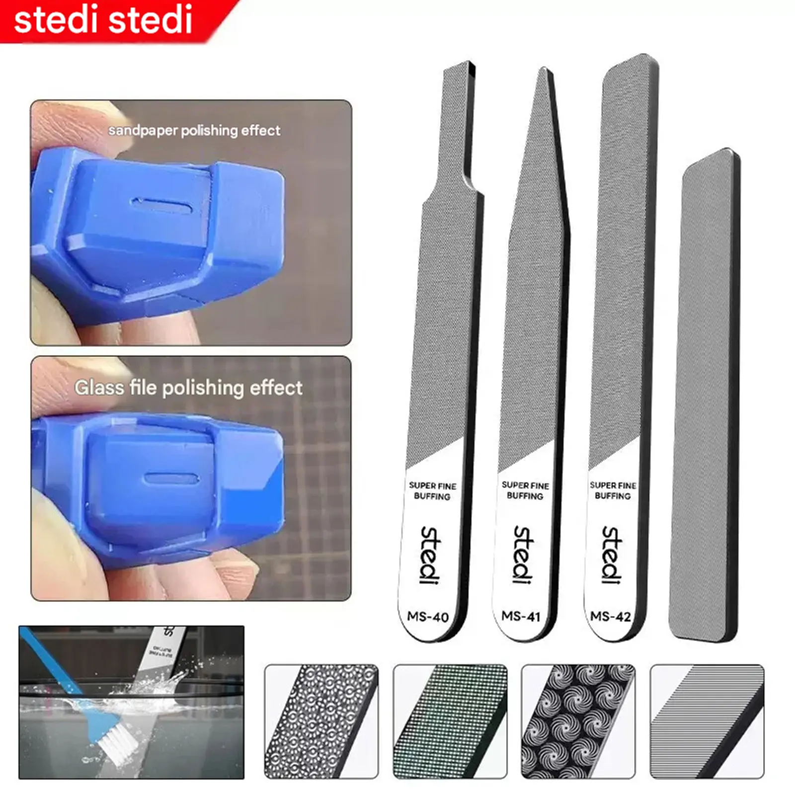 Grit Glass File High Precision Mirror Finish Polishing Tool for Gundam Resin Kits Military Models Washable Sanding DIY Hand Tool