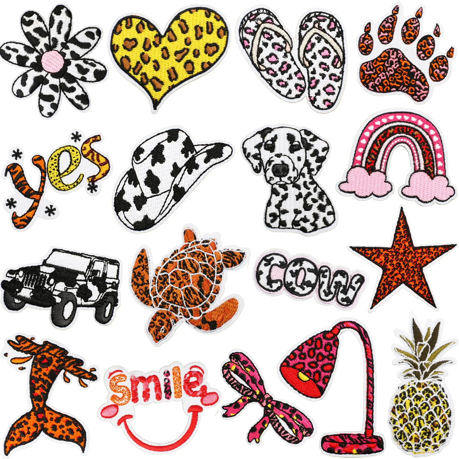 Cute Cartoon Leopard Print Emblem Clothing Accessories Badge Sticker Embroidered Embroidery Sticker Iron-on Patches