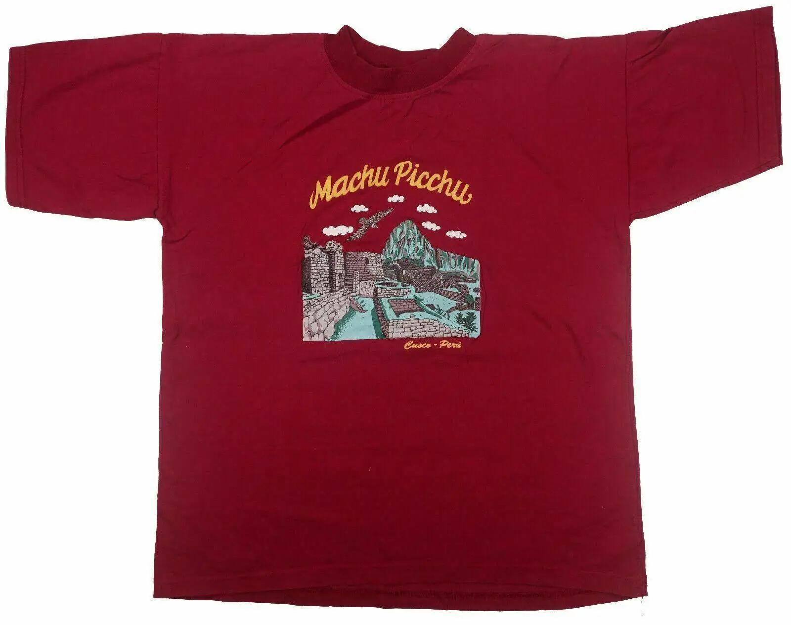 Machu Picchu Vintage T Shirt Cusco Peru Creaciones Jara Cotton Medium