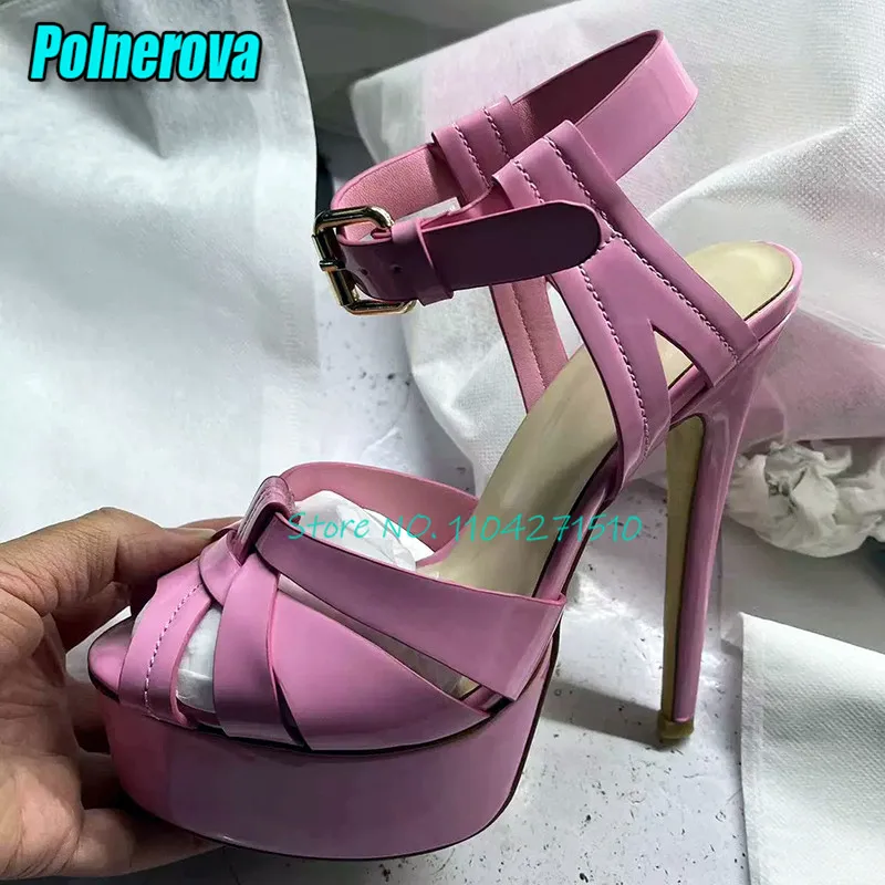 

Black Ankle Buckle Gladiator Sandals Summer New Peep Toe Hollow Super High Heels Women Pumps Fashion Party Banquet Dress Shoes