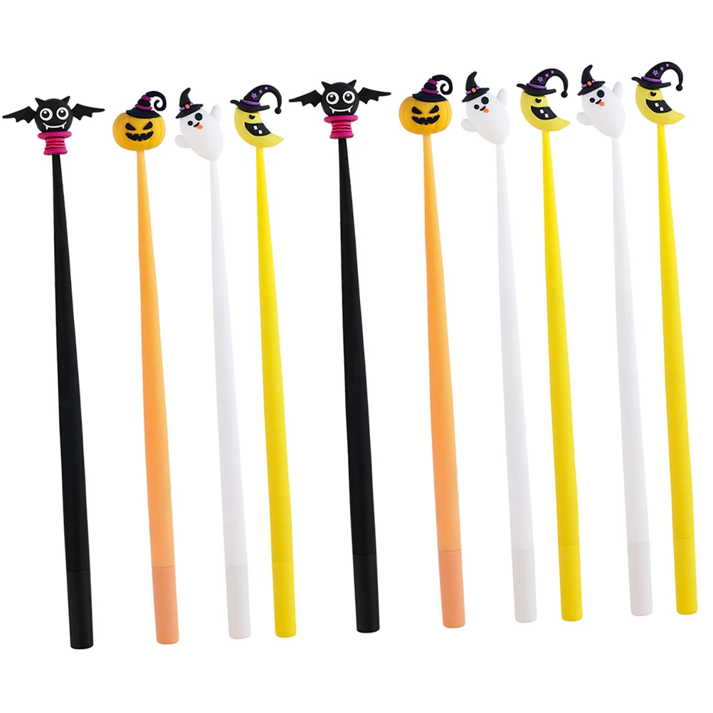

10pcs Silicone Gel Halloween Theme Office Stationery Multipurpose Writing Pens Portable Smooth Mini Pens for Gifts