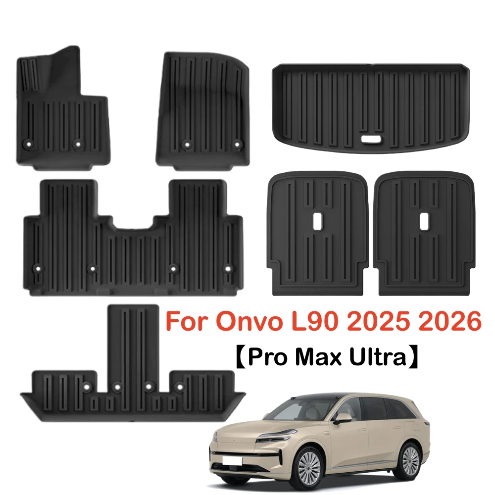 

Коврики для автомобиля Onvo L90 2025 2026, коврики для багажника, коврик для багажника, TPE, 3D коврик для ног, водонепроницаемый набор подносов без запаха, LHD 6/7 мест