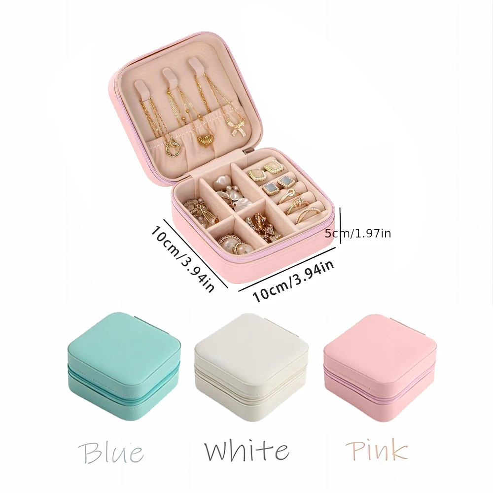 Mini Jewelry Storage Box Portable Home Travel Earrings Necklace Storage Case for Women Ring Organizer PU Leather Display Case