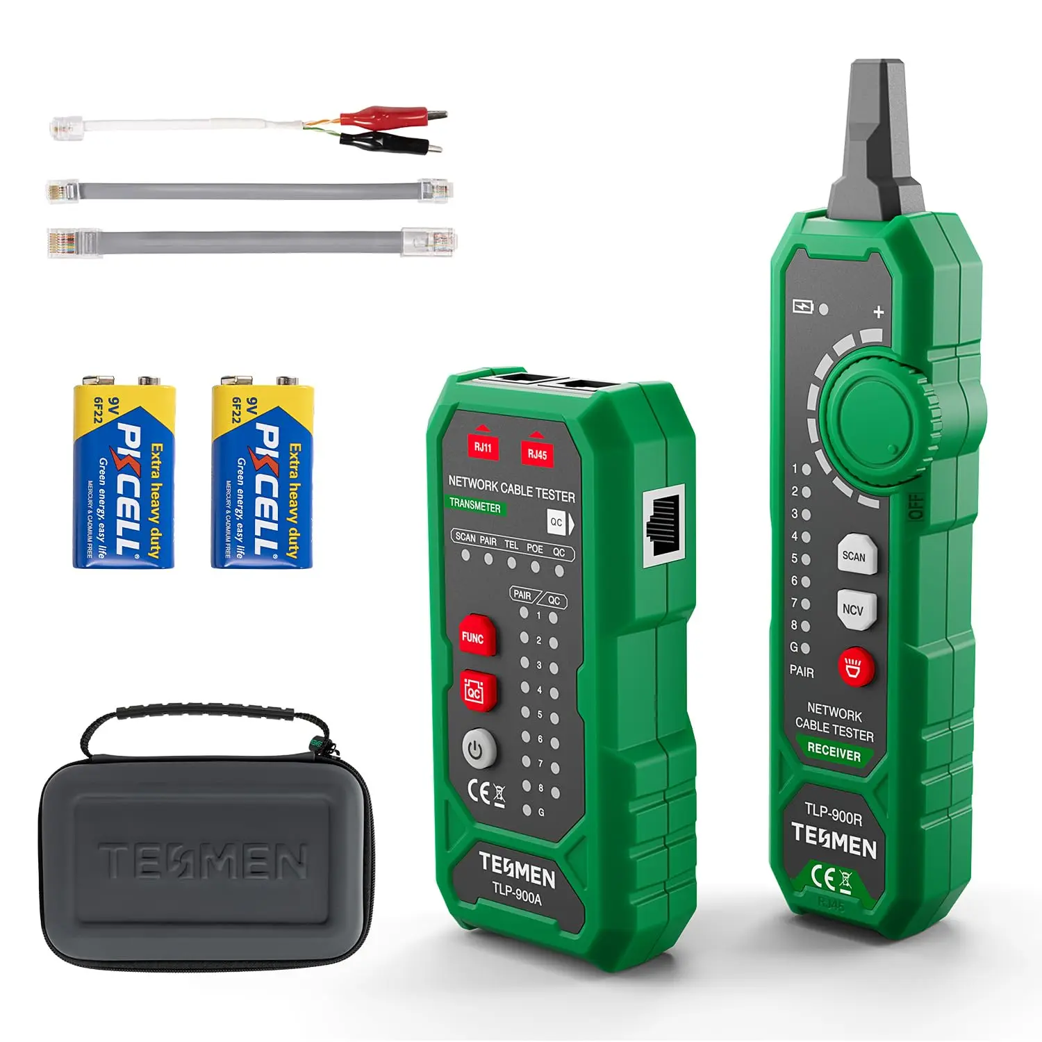

Multi-Function Network Cable Tester for CAT5/6/POE/STP, RJ11/RJ45, with Pairing, Continuity, QC&NCV - Green