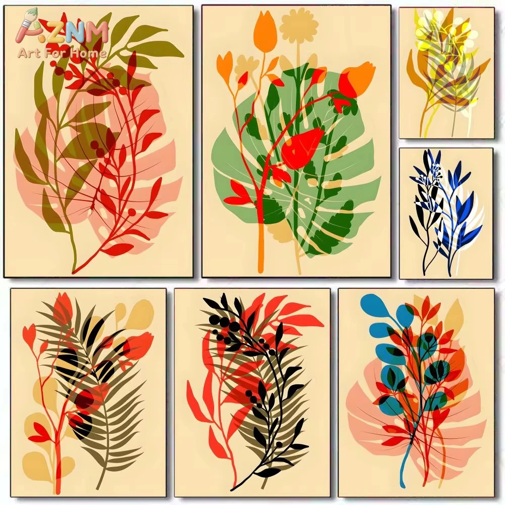 

1pc Abstract Botanical Art Painting Calligraphy Modern and Elegant Canvas Poster for Home Decor Living Room Wall Art