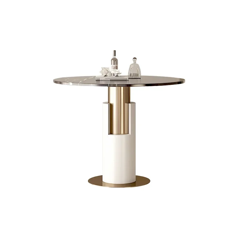 Modern high-end coffee table negotiation table sofa edge corner few metal round table balcony  coffee reception
