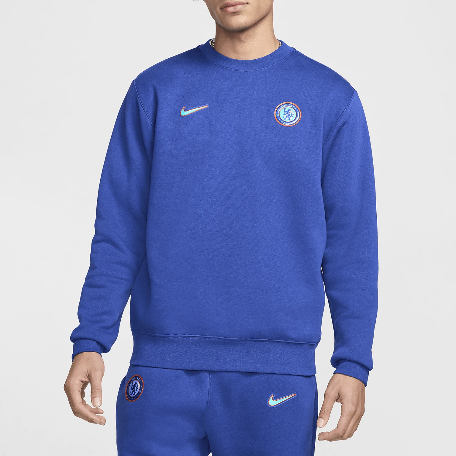 Nike Authentic Club Men's Velvet Printed Football Round Neck Sports Hoodie FQ3008-495