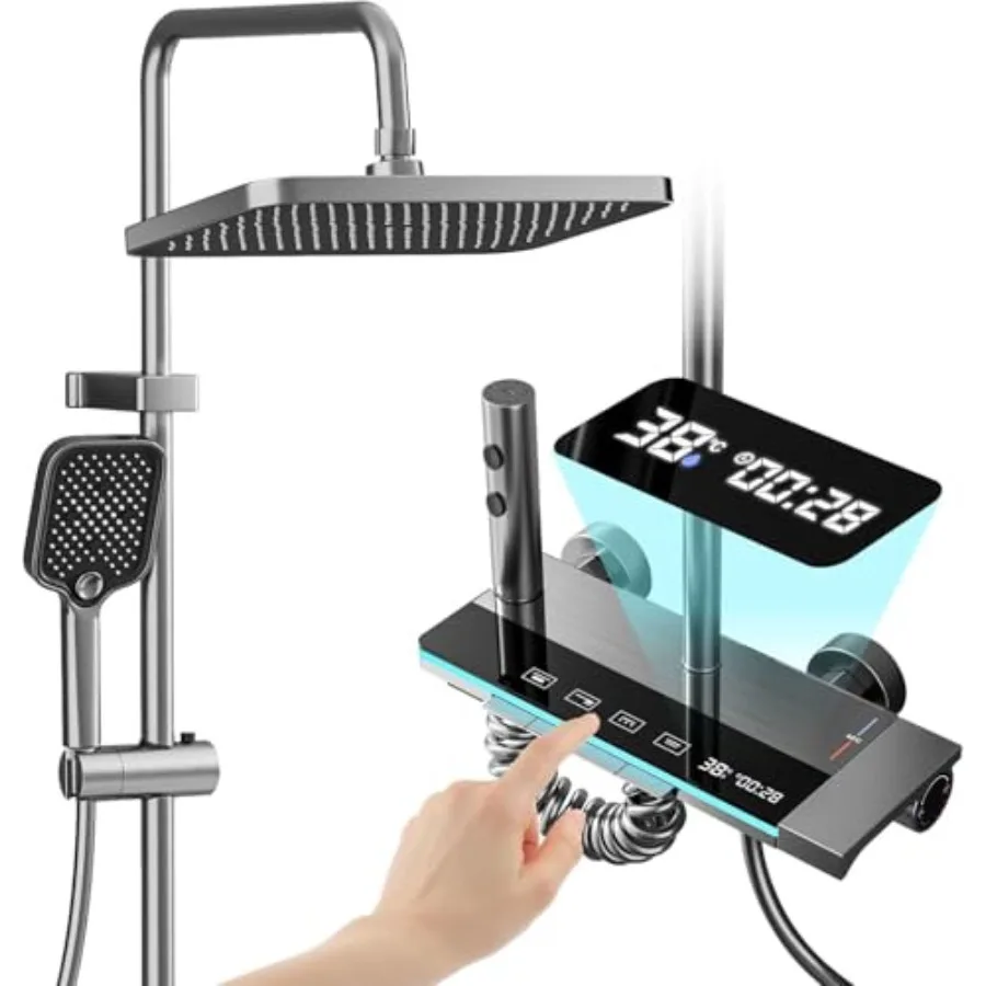 

Комплекты душевых смесителей: Полная термостатическая душевая система с цифровым управлением (клавишный тип), настенный монтаж, комплект для установки душевой системы с 11.8 Ra