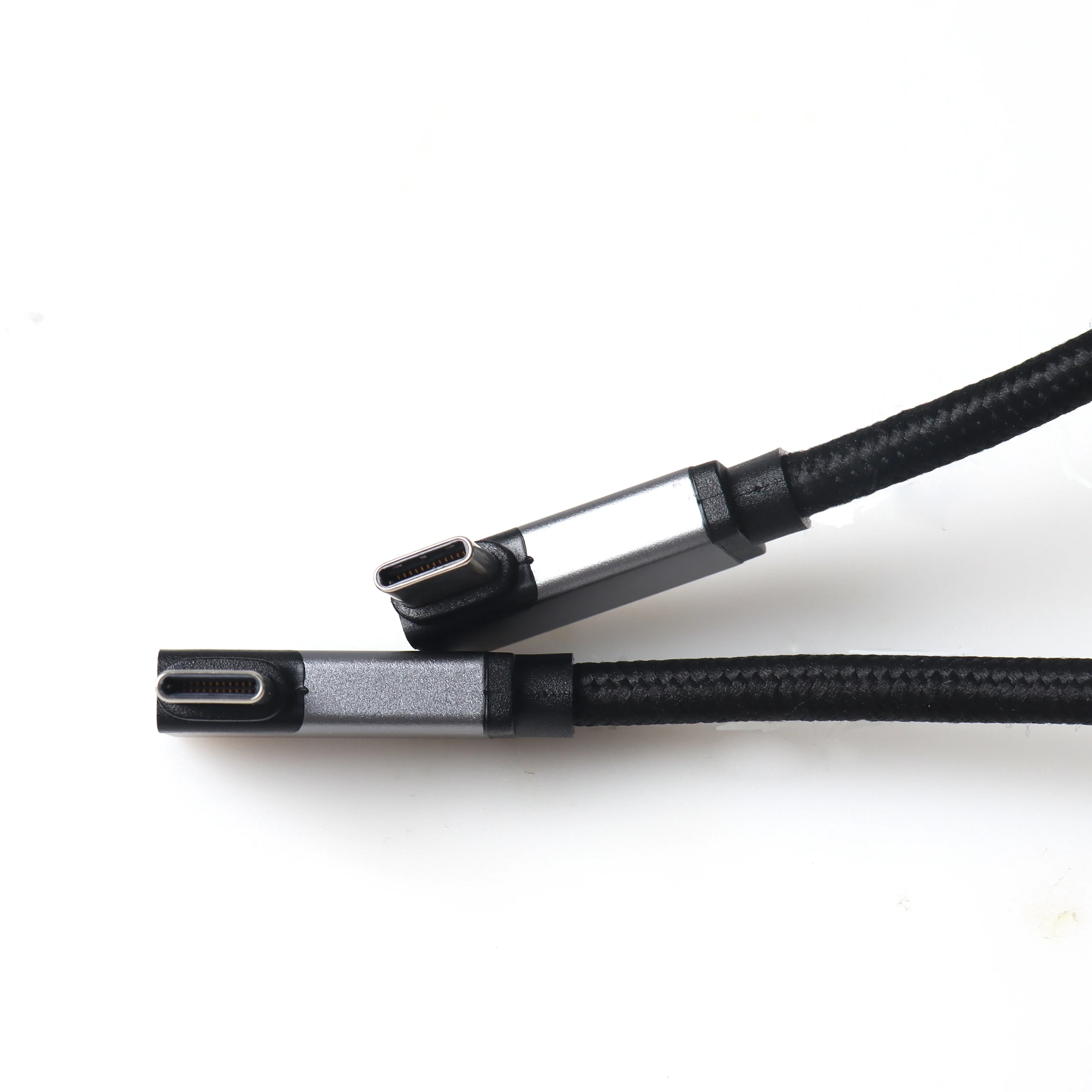 LANO C to Type C Angle Male Coiled Nylon Data Cable for Device Fast Charge Cord Type-C PD Charger Wire