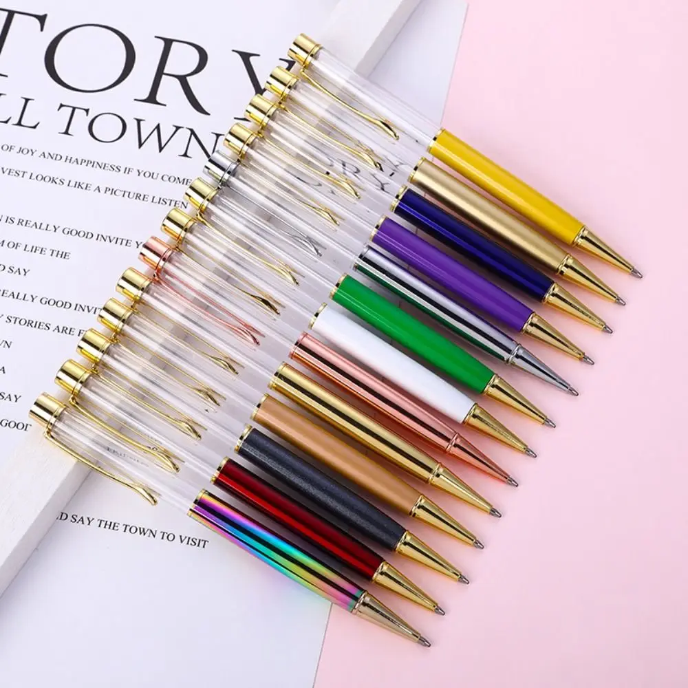 Quicksand DIY Empty Tube Ball Point Pen Metal Self-filling Neutral Gel Pens 1mm Hollow Signature Pen School Supplies