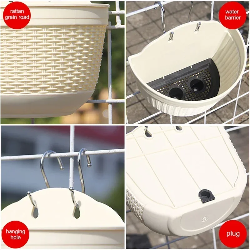 Imitation Rattan Weaving Creative Flower Planter Garden Pot Flowerpot Wall Hanging Plant Grow Basin Baskets Yard Balcony