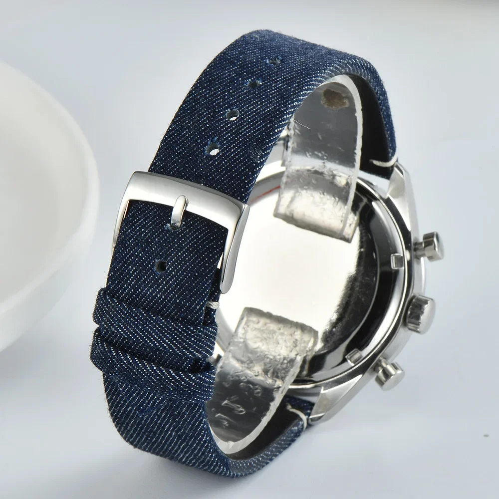 40MM Corgeut Japanese Quartz Movement Full Functional Chronograph 24Hour Multi-Function  316L Stainless Steel Case Mens Watch