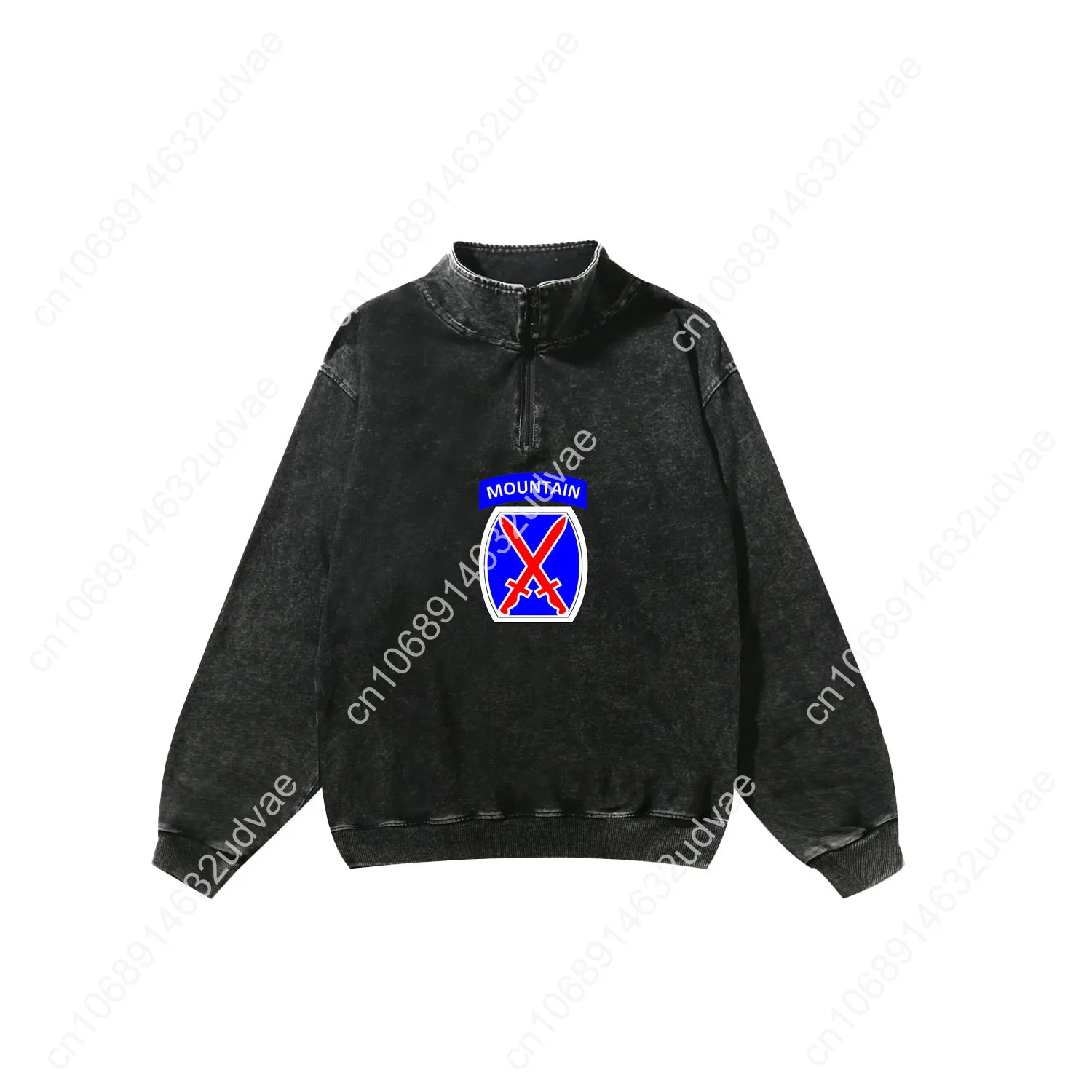 10th division de montanha retro moletom homem mulher adolescente vintage pulôver meio zíper suor feito sob encomenda topos manga tshirt