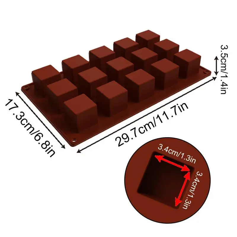 سيليكون قالب الكعكة الشوكولاته ، حجم لدغة ، الساحات براوني ، 15 تجويف مربع ، قوالب الحلوى الكرمل لالحلوى