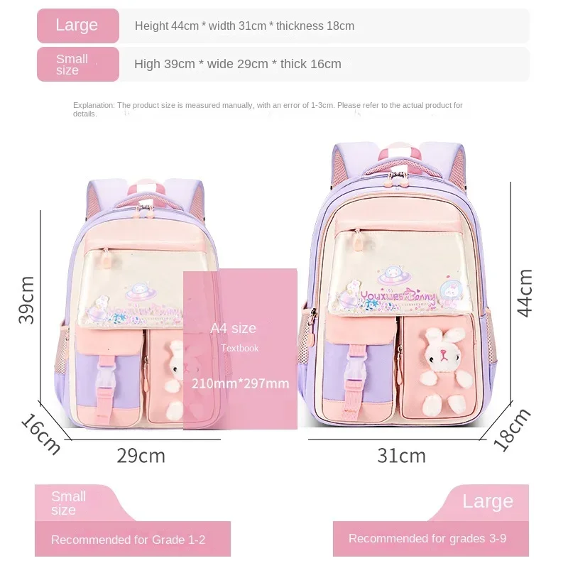 Girls Backpack Cute Cartoon Child School Bag Waterproof Primary Book Bags Teenage Schoolbag Junior High School Kid Shoulder Bags