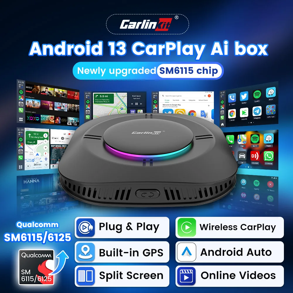 Carlinkit Android 13 Tv Box Carplay Android Auto 8 Core Wired To Wireless Adapter For Netflix Spotify Youtube Car Accessories